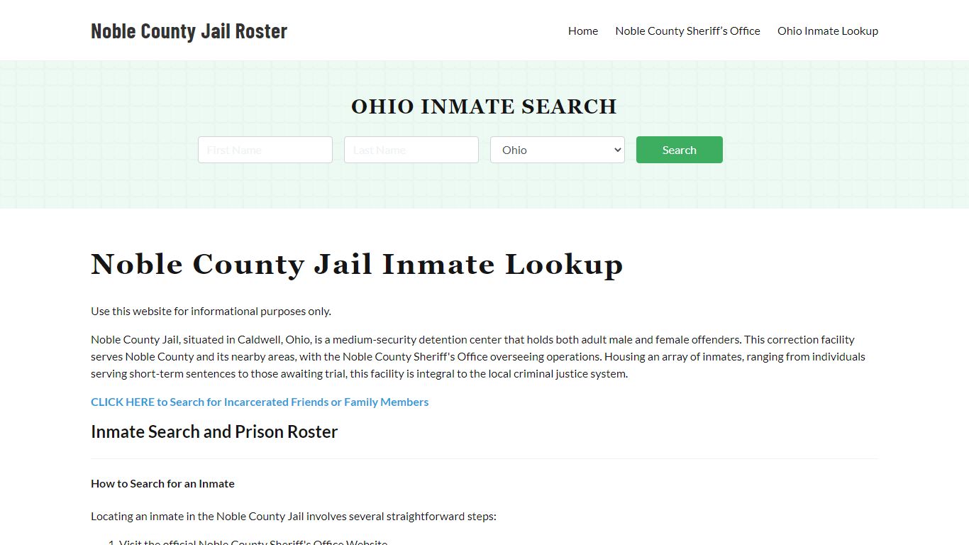 Noble County Jail Roster Lookup, OH, Inmate Search