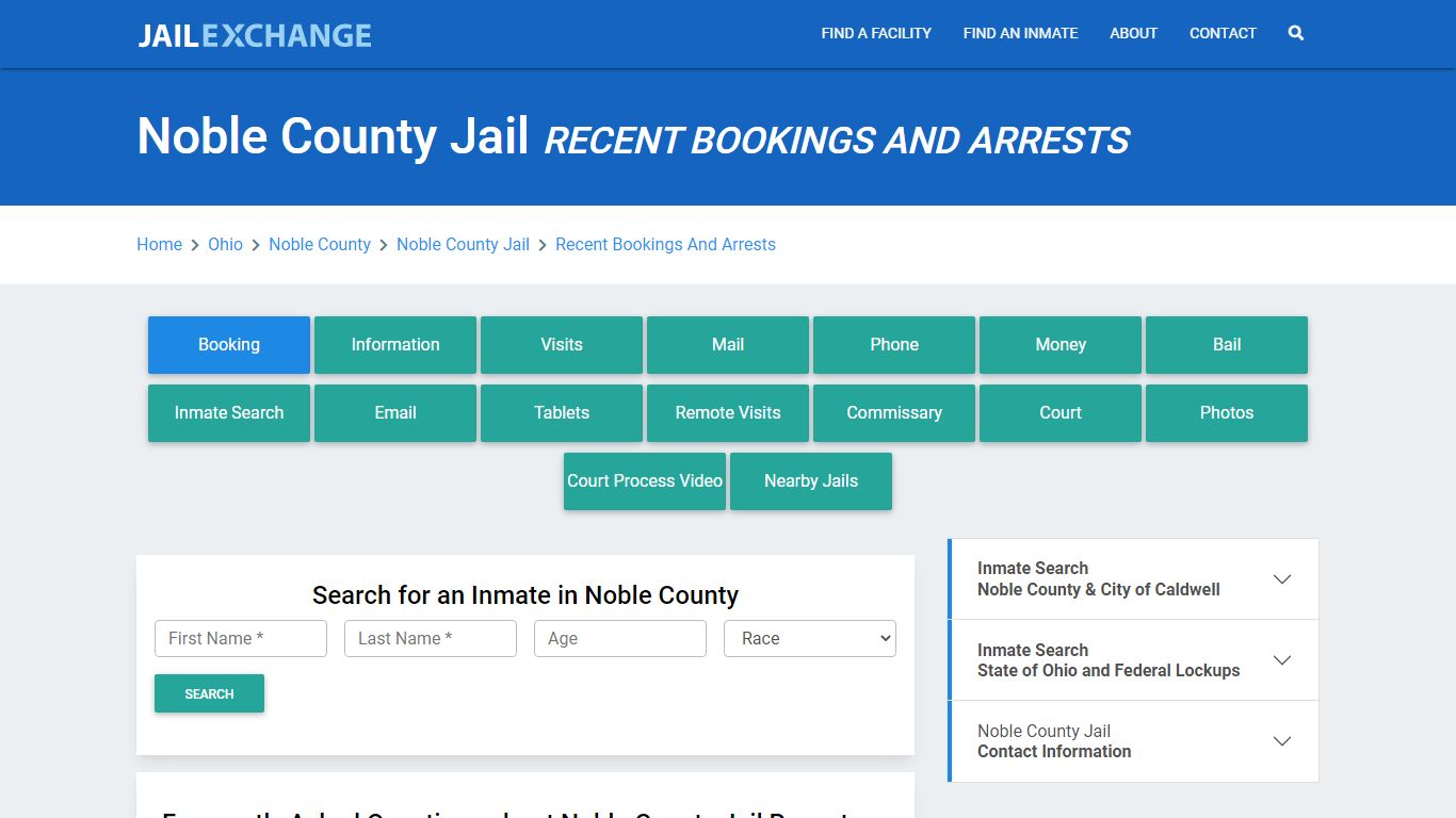 Noble County Jail OH Recent Arrests and Bookings - Jail Exchange