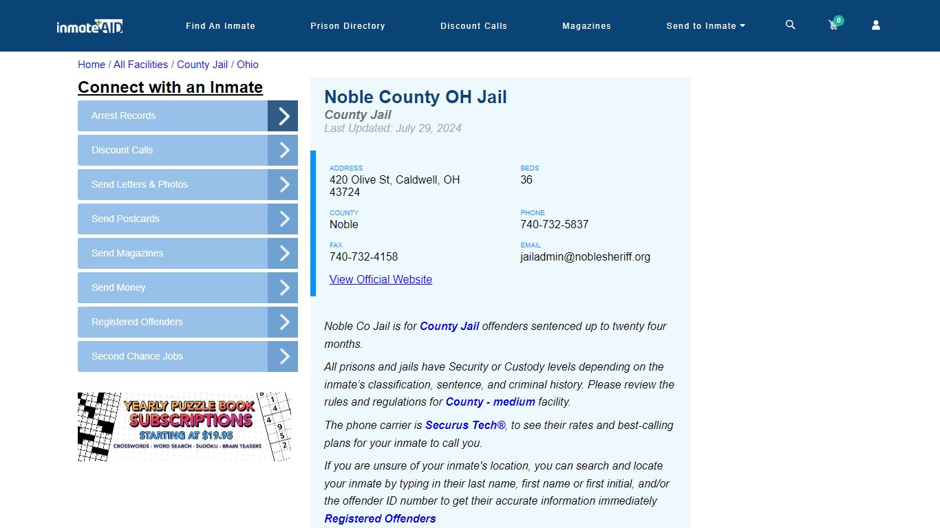 Noble County OH Jail - Inmate Locator